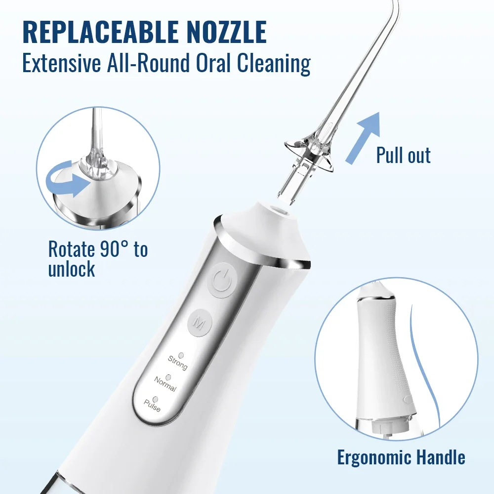 Dental Oral Irrigator Household Water Flosser Oral Cleaning Machine 5 Nozzles 3 Modes USB Rechargeable 300ml Water Tank gallery 1