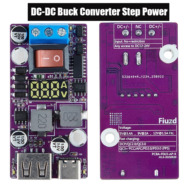 DC-DC Voltage Adjustable Step-Down Power Module + White LED Voltmeter