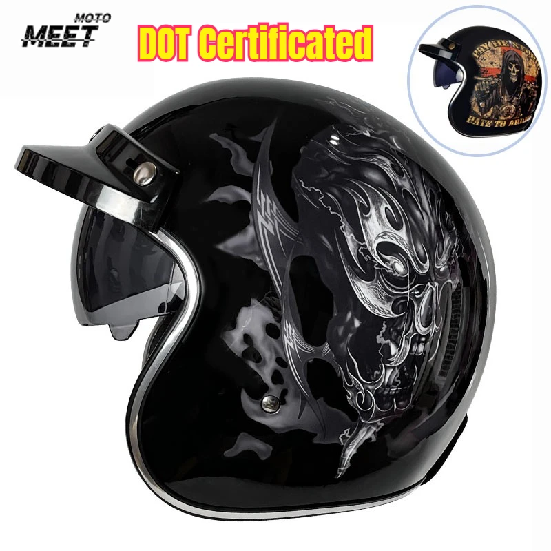 

Retro Motorcycle Helmet Cafe Racer Open Face Casco Moto for Motorcycle Accessories Men Moto Helmets DOT Certificated capacete
