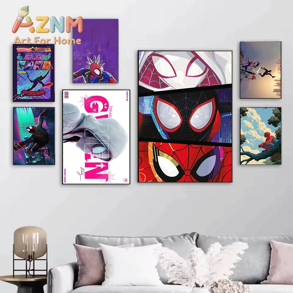 Spider Man Across The Spider Verse Canvas Wall Art No Frame Superhero Comic Poster Print Modern Home Bedroom Living Room Decor