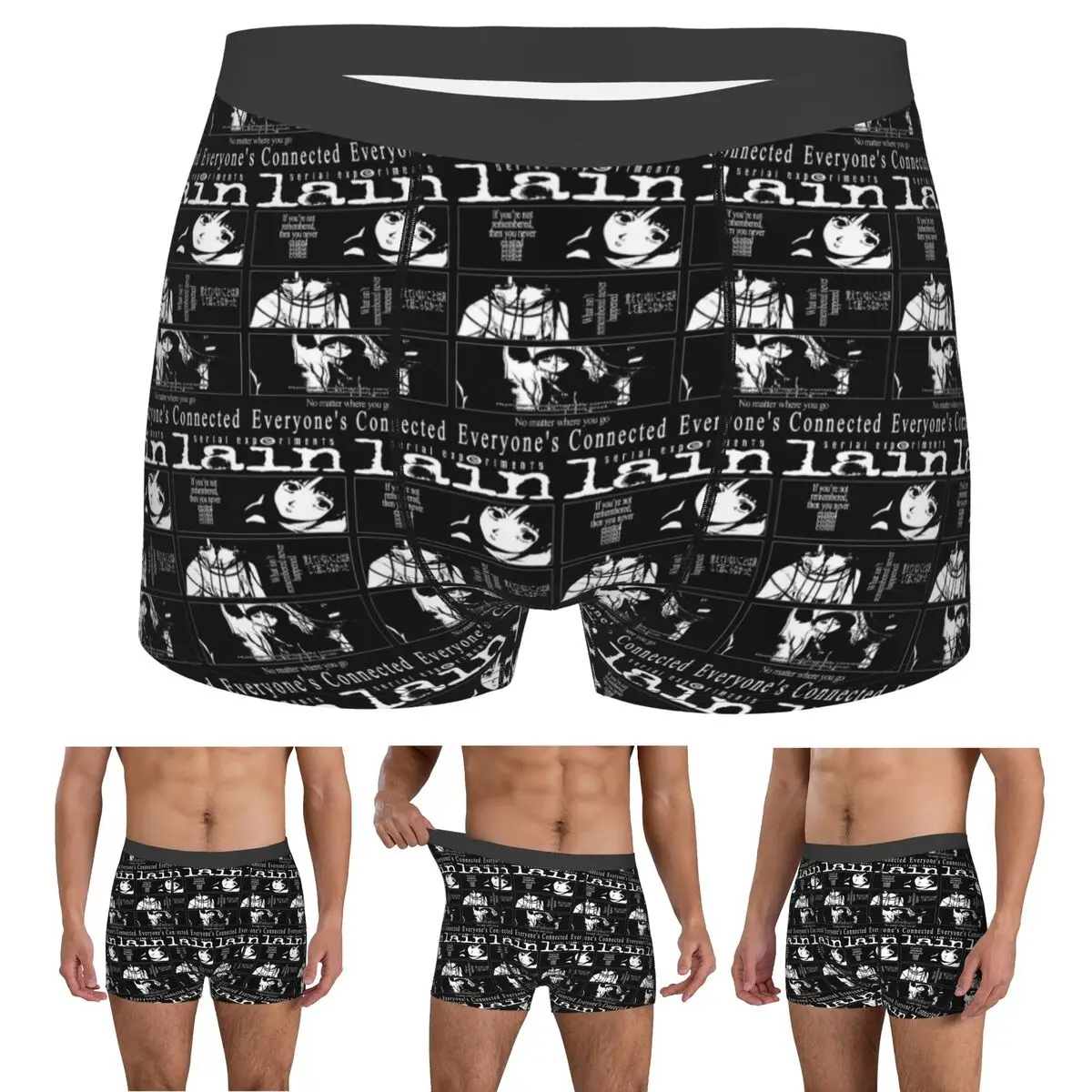 Boxer Underpants Shorts Serial Experiments Lain Panties Male Breathable Underwear for Homme Man Boyfriend Gifts