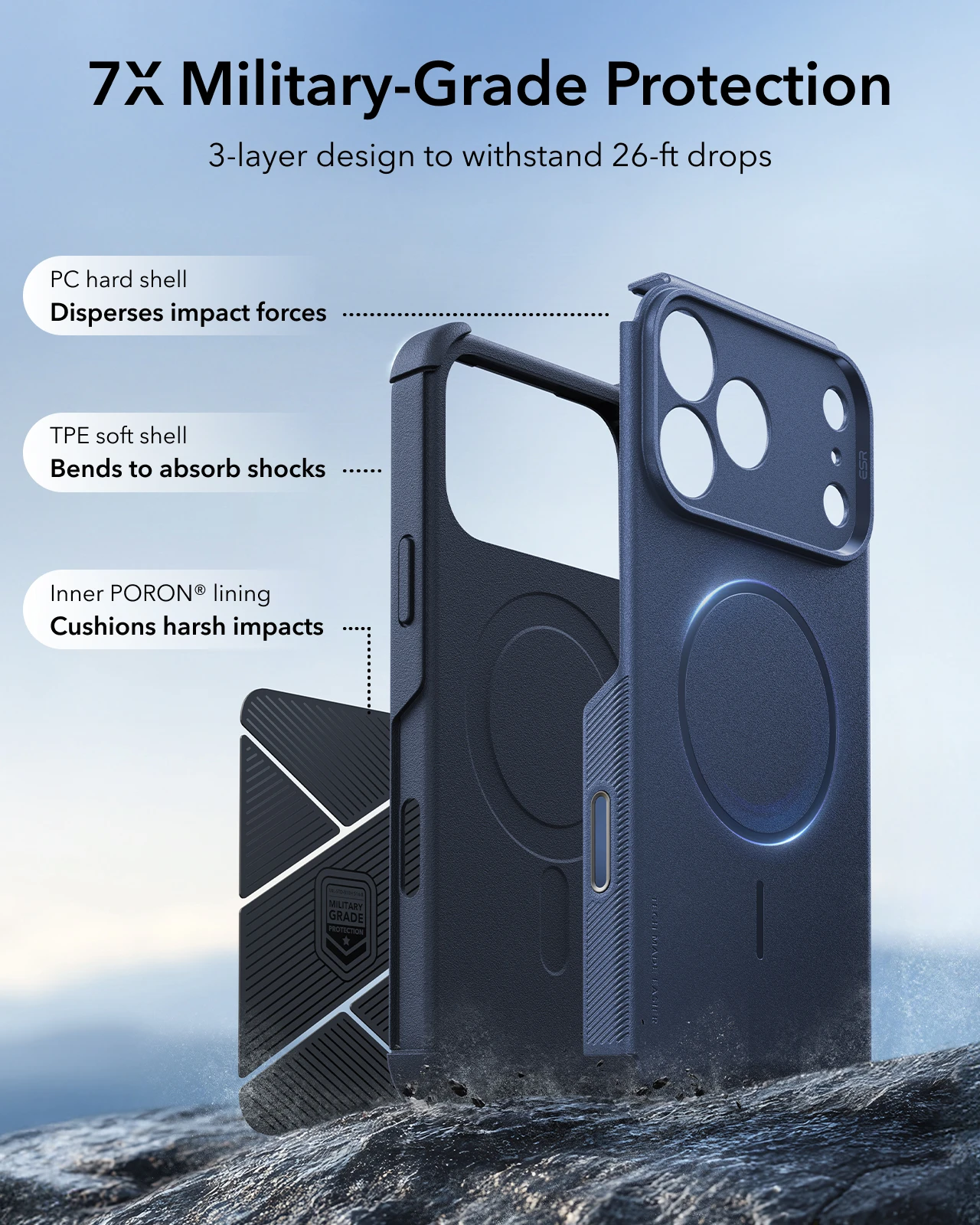 Etui ESR dla 17 Pro Max z przyciskiem sterowania aparatem, ochronne etui magnetyczne klasy wojskowej do iPhone 16, 17, 17 Air i 16 Pro. — zdjęcie produktu 4