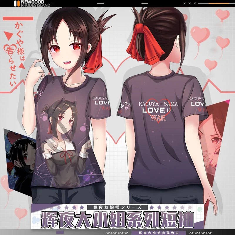 Kaguya sama Love Is War Anime Short Sleeve T-Shirt Casual Sweatshirt Adult COS Full Color Plus Size Fashion Clothes