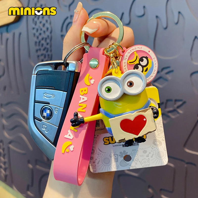 Despicable Me Cartoon Image Little Yellow Person Keychain Pvc Material Kawaii Fashion Exquisite Bag Decoration Pendant Doll Gift