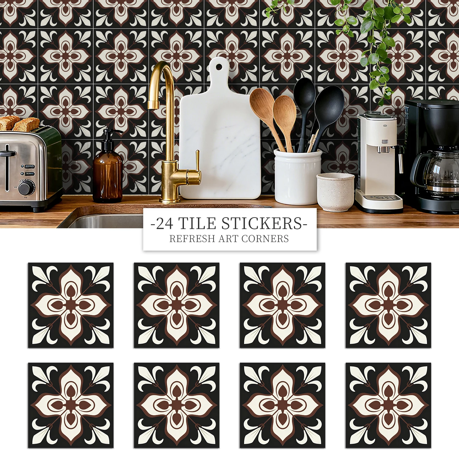 

Stickers muraux bohème tuiles autocollantes décoration murale, cuisine, résistant à l'usure, décoration intérieure 36 pièces