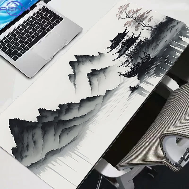 Mouse Pad ink wash style Gamer peach blossom Large XXL Keyboard Desk Mouse Mat Carpet Rubber Gaming Notbook Mousepad