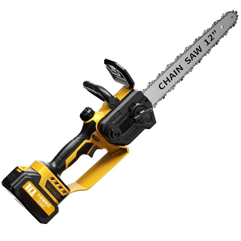 1800W lithium battery brushless 12-inch high-speed chainsaw, rechargeable portable for small logging saw