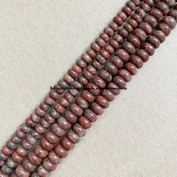 Natural Stone Smooth Rondelle Sesame Red Jasper 7