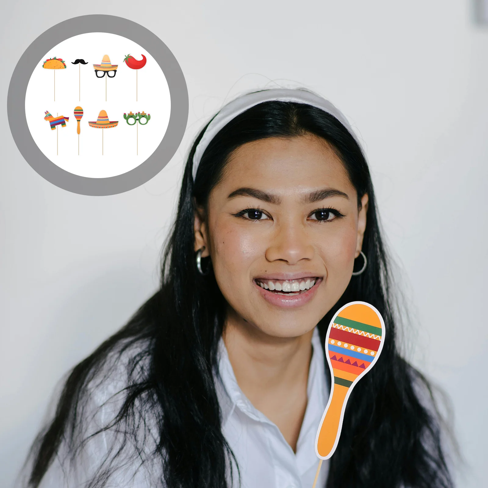 

9Pcs Mexican Carnival Party Photo Props Decor Supplies Hats Mustaches Festive Decorations Mexican Carnival Party Props