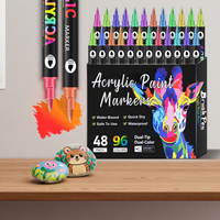 72-120 Colors Dual Tip Acrylic Paint Markers, Double Color Acrylic Paint Pens for Rock Painting, Ceramic, Stone, Wood, Canvas