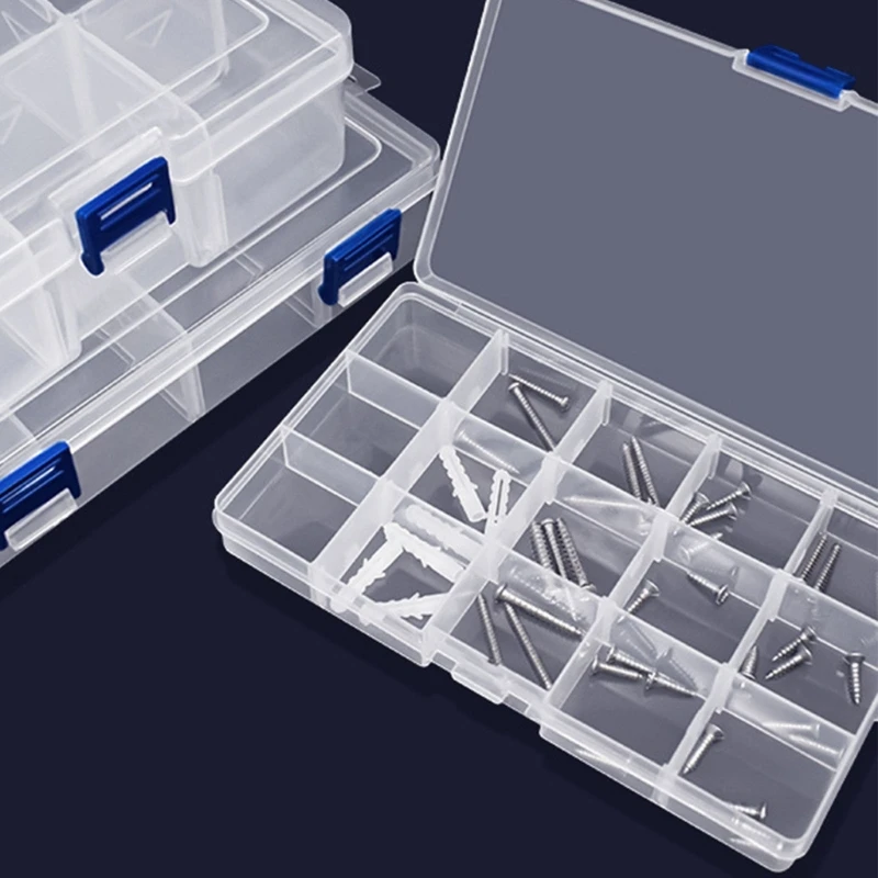 Transparent Plastic Bead Organizers 15/28/36 Girds Plastic Jewelry Organizers with Movable Dividers Storage Containers