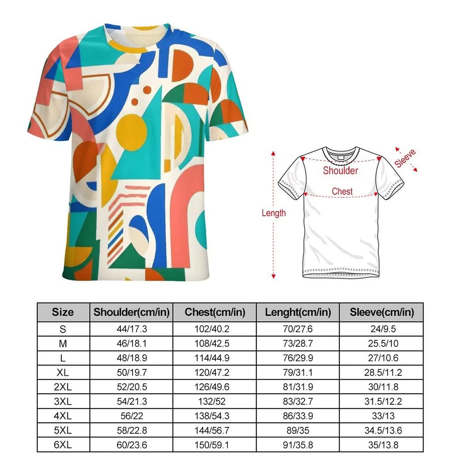 Plus Size T-Shirt Summer Abstract Pattern Geometric Shapes T Shirts  Y2K Casual O-Neck Tshirt Men Popular Graphic Top Tees