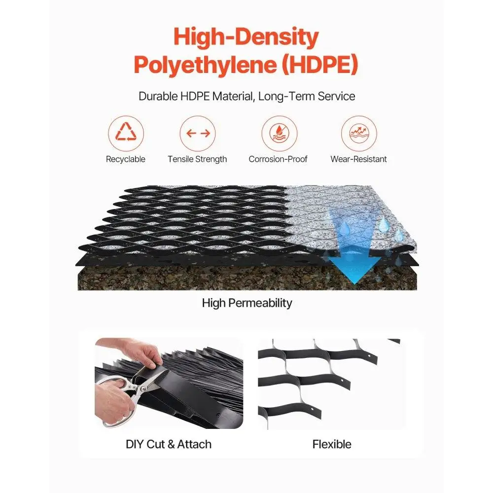 Griglia di terra Sistema di pavimentazione Geocell con profondità da 2 pollici 26,87x3,94 piedi per vialetto di ghiaia e stabilizzazione del paesaggio