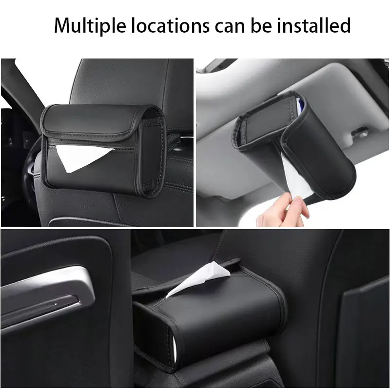 Car Leather Tissue Bag Car Backseat Tissue Case Storage For Ford ST Logo STLINE Fiesta  Ecosport 2009-2015 Focus Car Accessories