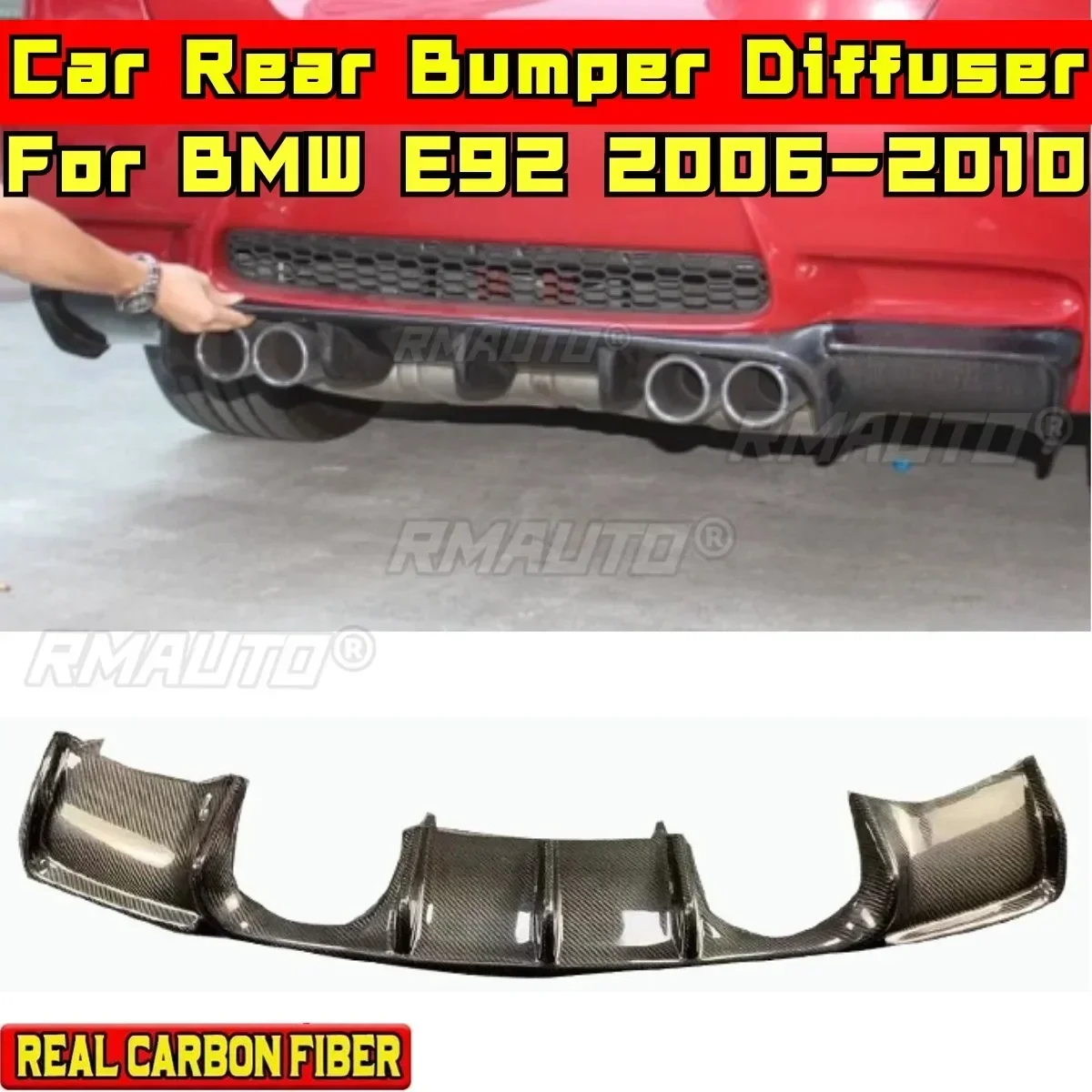 For BMW E92 2006-2010 Body Kit BMW E92 Car Rear Bumper Guard Real Carbon Fiber V Style Splitter Diffuser Guard Car Accessories