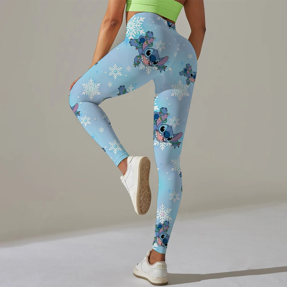 Disney Stitch print High Waist Yoga Legging Women Sport Cropped Pants Butter Athletic Gym Comprehensive Training Jog