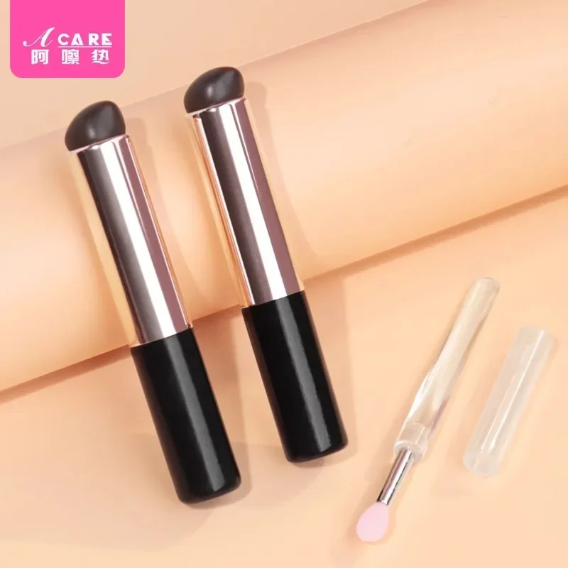 DX01/Lip brush/A1PQ2-Easy to Use Silicone Brush Makeup Brush Sequin Eyeshadow Brush with Lid Digging Portable Travel Eas