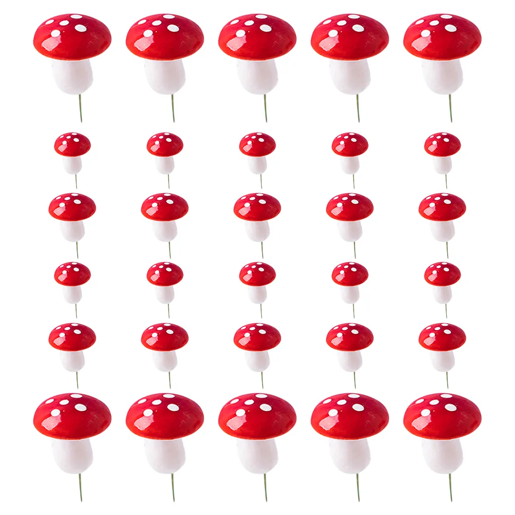 

30 Pcs Mushroom Cake Toppers Insert Cupcake Picks DIY Paper Inserts Dessert Foam Decor Baby Lantern