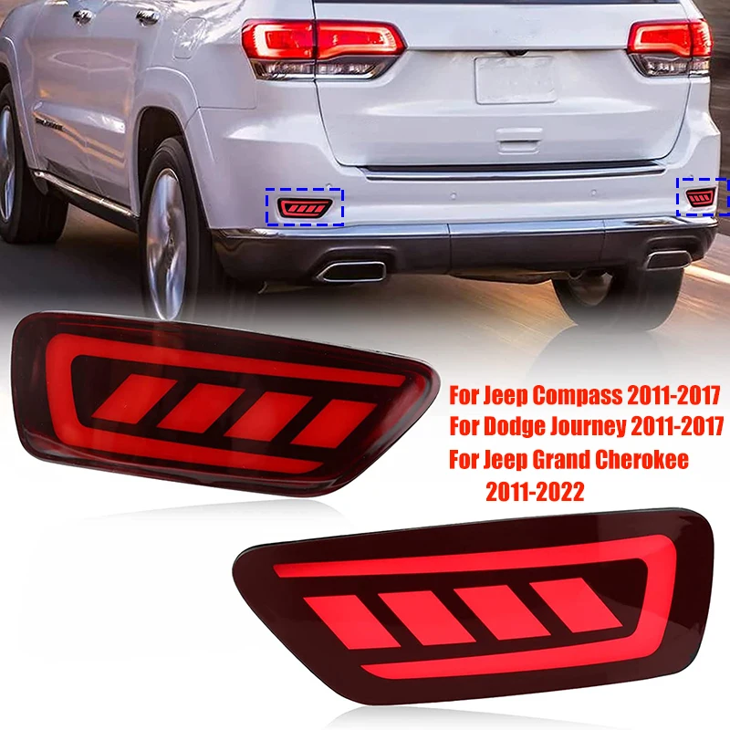 2pcs Smoked/Red Shell LED Car Rear Bumper Brake Light for Jeep Grand Cherokee 2011-2022