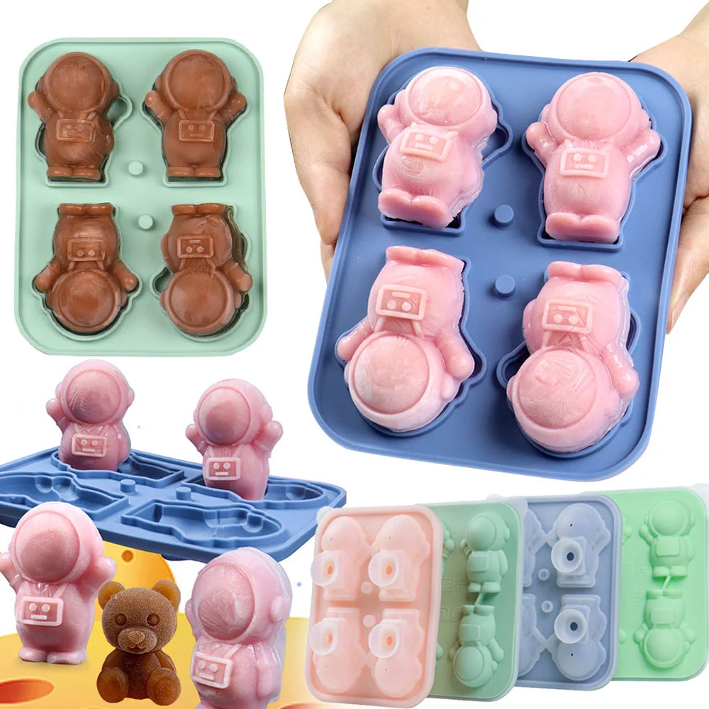 

Multicavity Creative Astronaut Silicone Ice Cube Tray Chocolate Pudding Jelly Baking Mold Baby Food Box Cake Decor Making Gifts