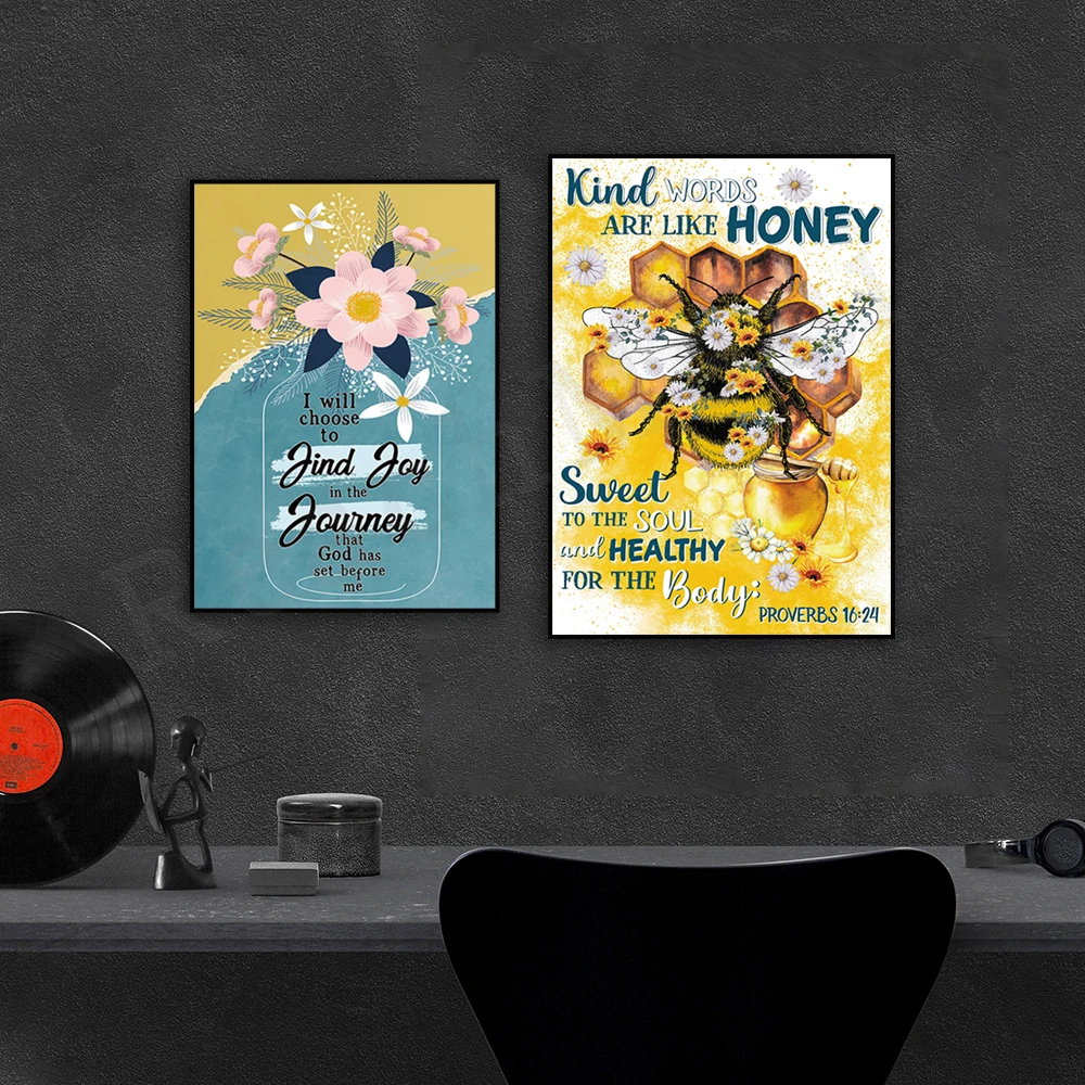 

Proverbs 16:24 - "Good words are like honey" - Bible Verse Wall Art Great Inspirational and Bible Gift Poster