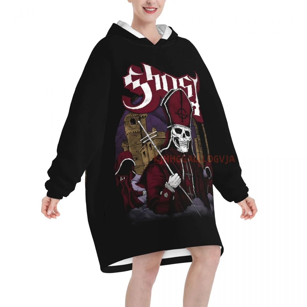 Ghost B.C. Band Wearable Flannel Blanket Hoodie Oversized Hooded Blanket Pullover Sweatshirt Fleece Sherpa Blankets with Pockets