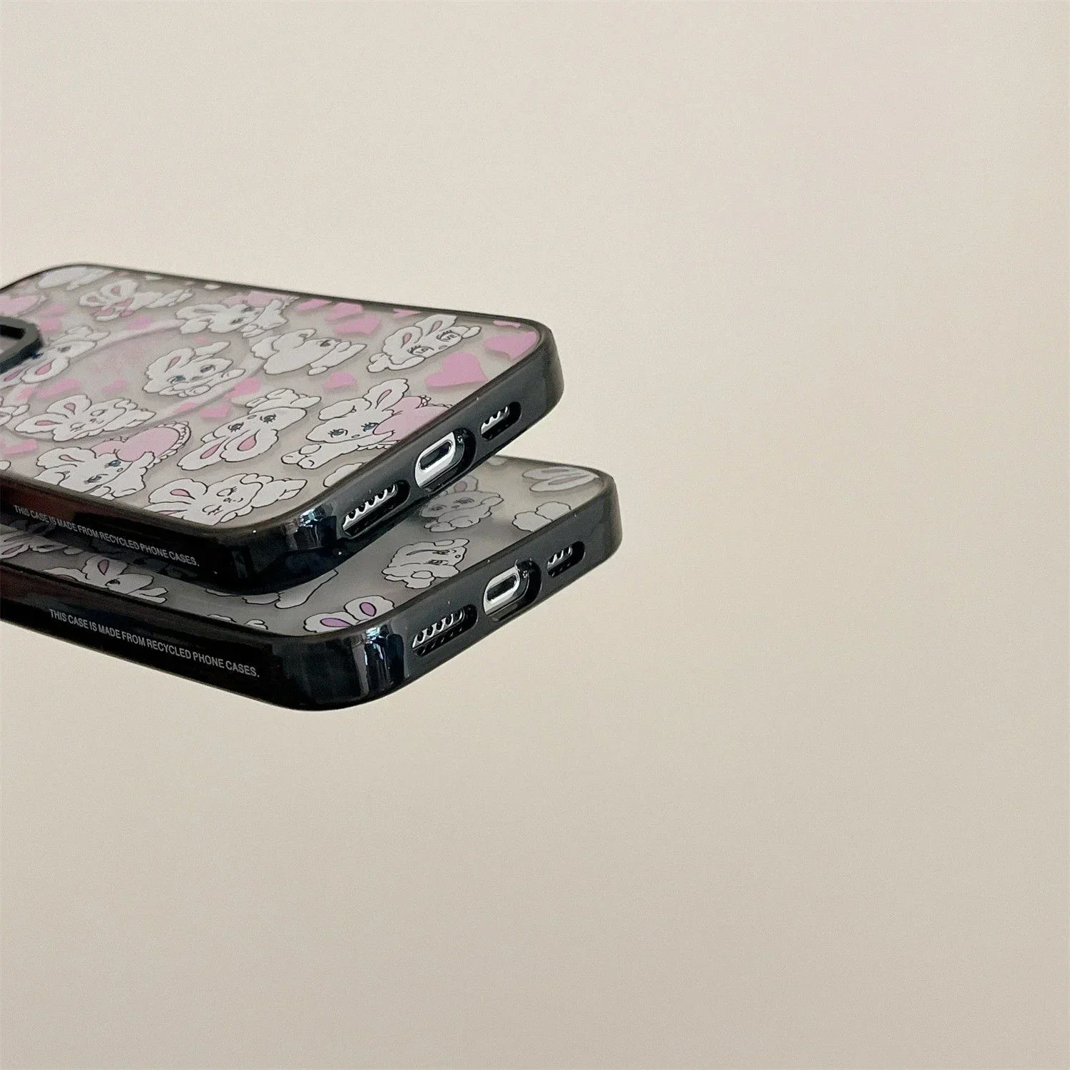 2.0 Acrylic Upgrade Border MagSafe Heart Rabbit Phone Case Cover for iPhone 12 13 14 15 Pro Max Case for iPhone 15 Pro