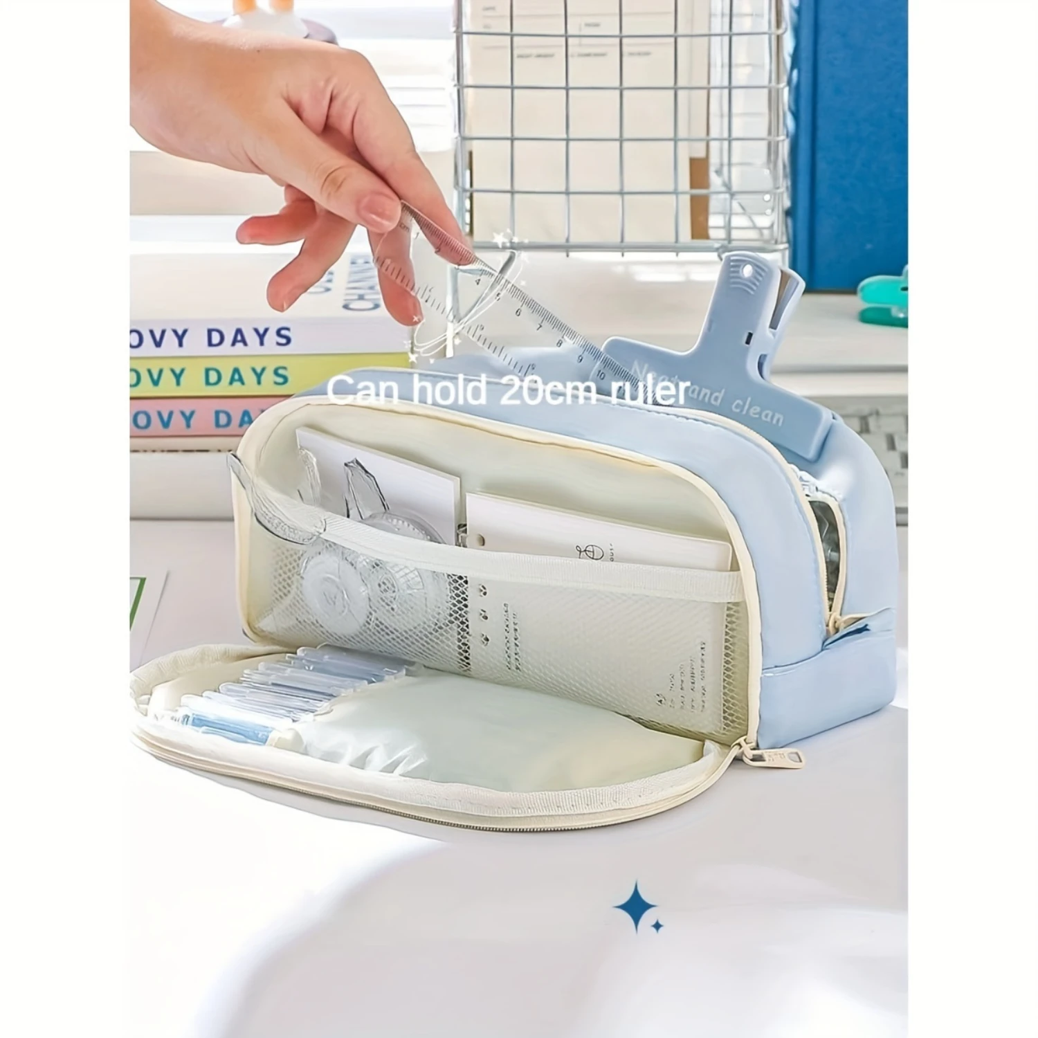 High-Capacity Fabric Pencil Case, Double-Layer Organizer Ideal for Extensive Collection