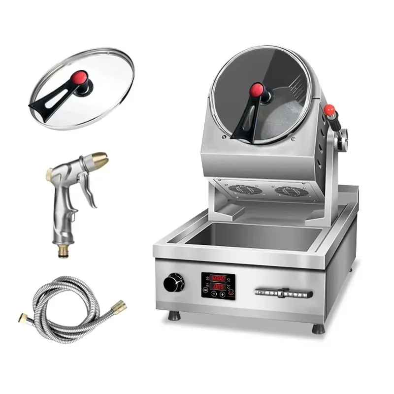 Commercial Kitchen Electric Equipment Automatic Intelligent Stainless Steel 5000W Plug-And-Play Fried Rice Wok Stir Fryer