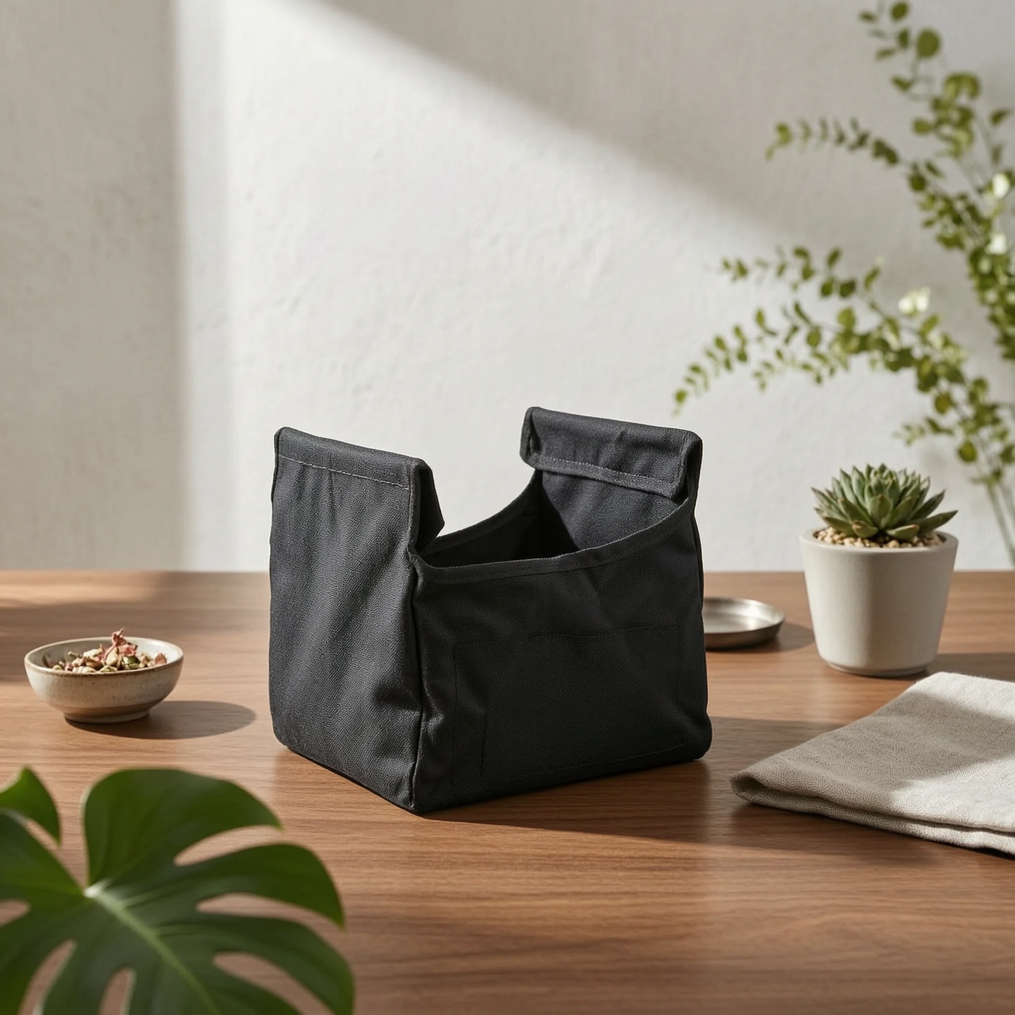 

Foldable Storage Basket Aluminum Frame Collapsible Storage Basket Black Textile Multi Purpose for Outdoor
