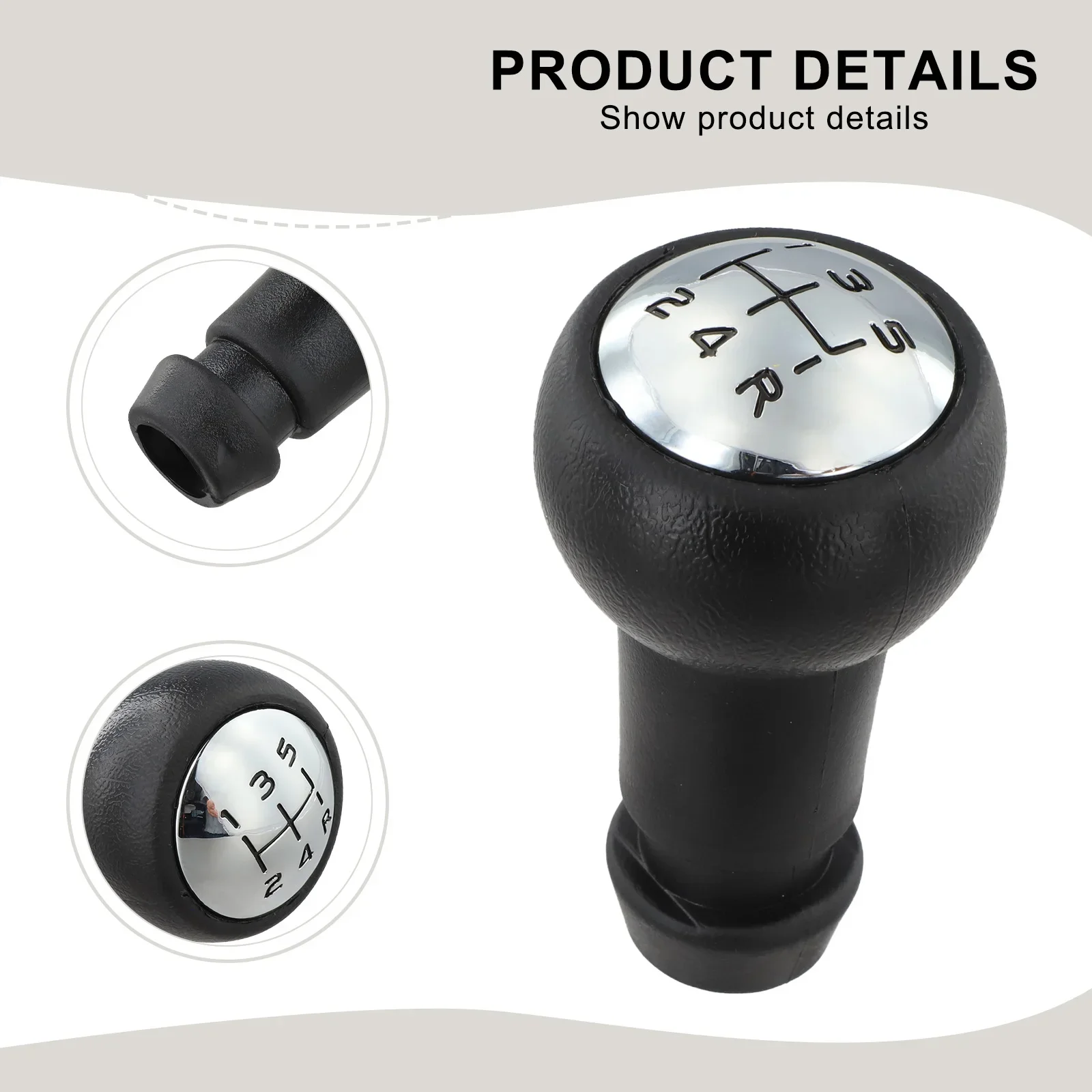 Black 5 Speed Shift Lever Knob Elegant Black Chrome Finish Auto Parts Compatible Shift Knob Easy Installation Elegant Finish