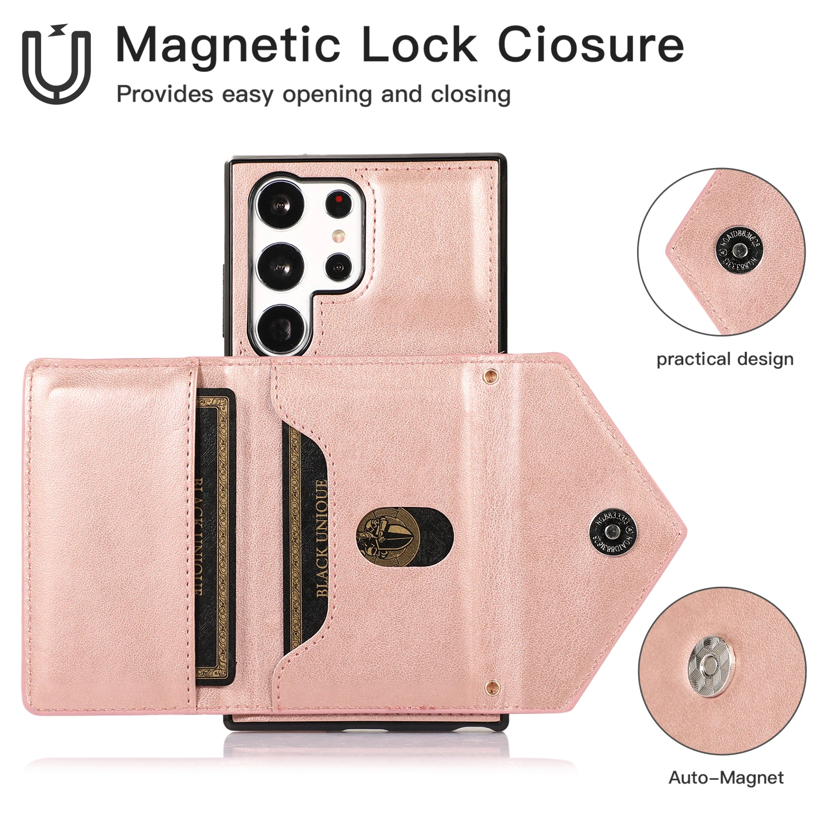 Phone Strap Phone Lanyard S23 S21 Plus S20 FE Leather Card Slot Card Universal Case For Samsung Galaxy S22 S24 Ultra Note20