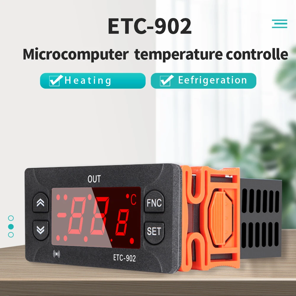 

ETC-902 12-24V 110V 220V Digital Temperature Controller LED Display Thermostat With Heat/Cooling Control Instrument NTC Sensor