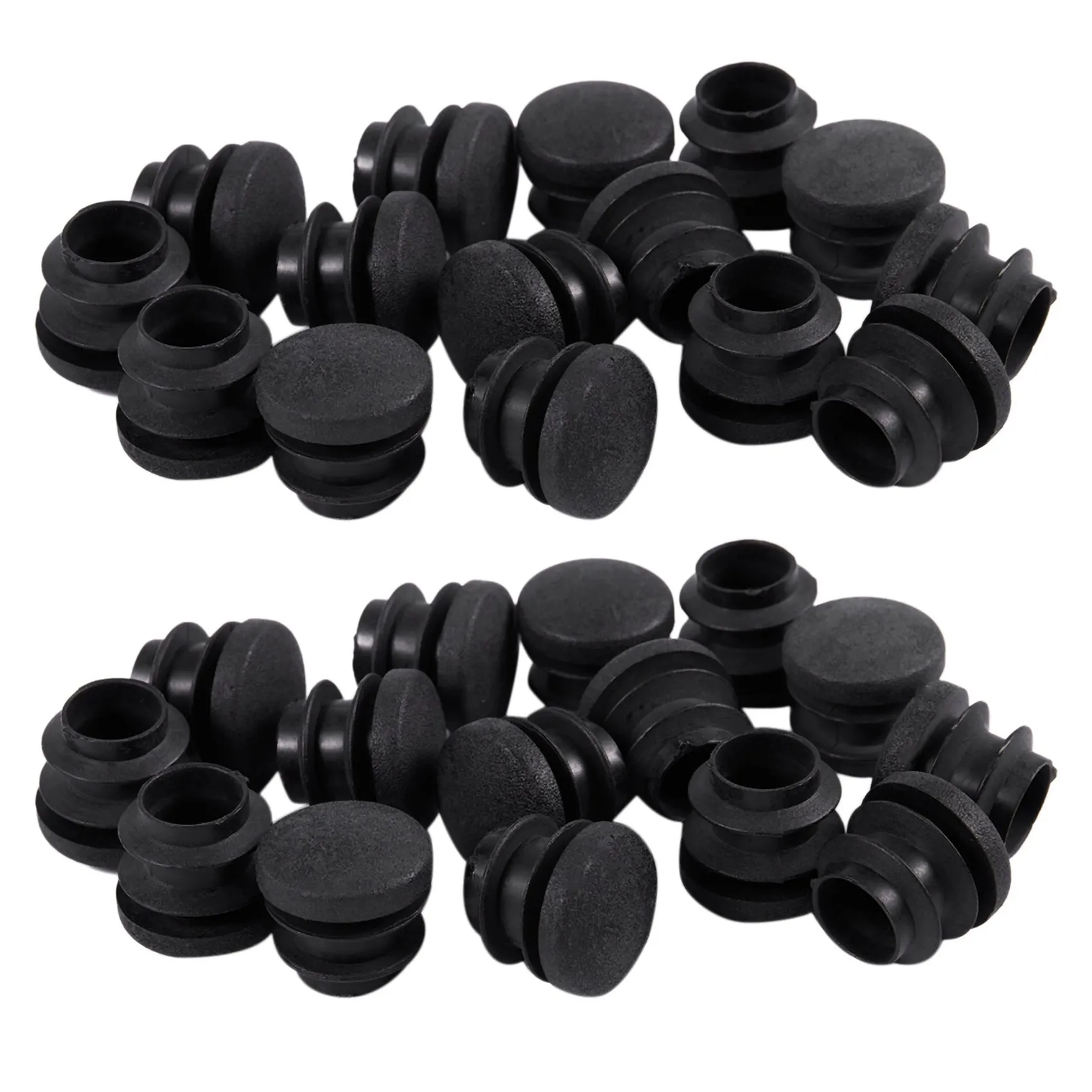 FBIL-30Pcs Black Plastic Blanking End Cap Round Tube Insert Pipe Bung 16Mm