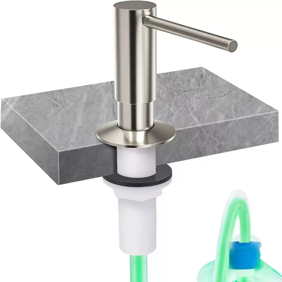 

Матовый латунный дозатор мыла для кухонной раковины Латунный настольный насос Встроенный дозатор мыла для раковины с комплектом удлинительных трубок 1,2 м