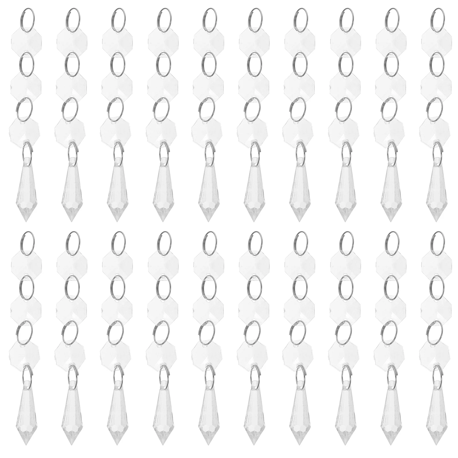 

20Pcs Octagonal Bead Pendant Transparent Acrylic String for Wedding Party Decor Crystal Hanging Light Decoration Christmas Tree