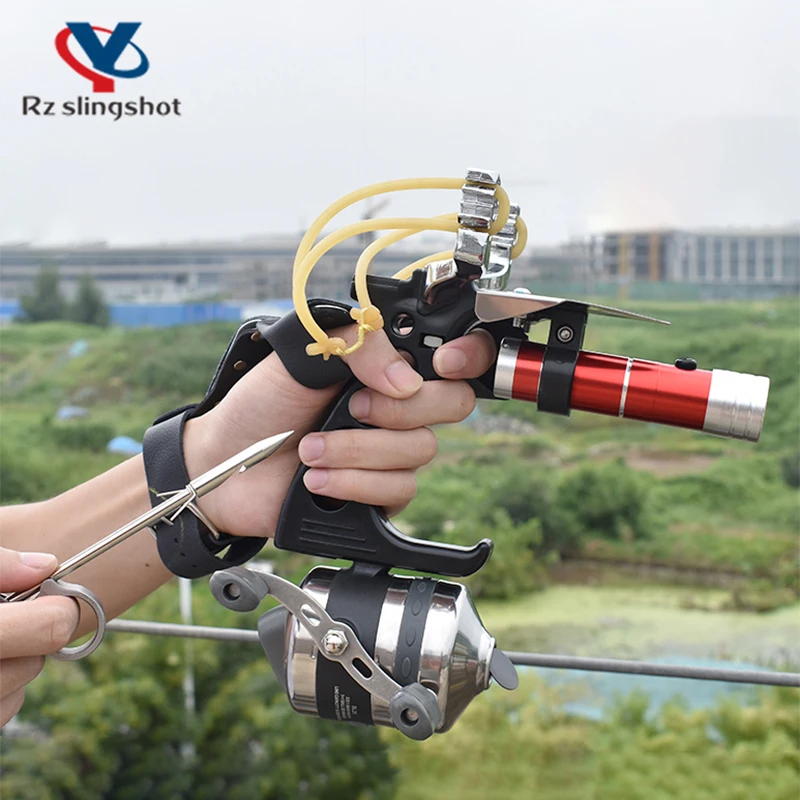 

Laser Fishing Slingshot Set High Precision Hunting&Fishing Accessories Fishing Reel+Dart+Left Handguard+Rubber Tube