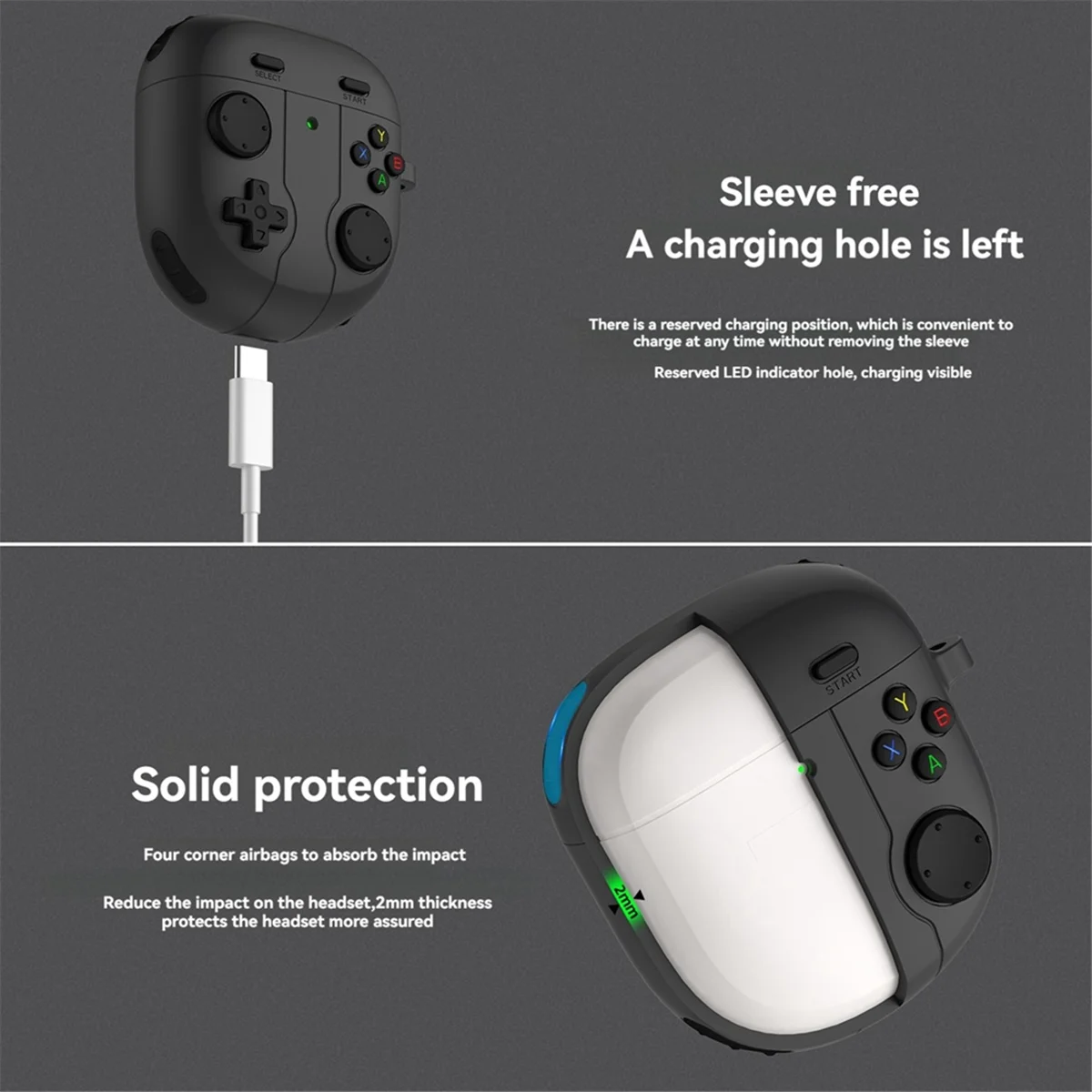 Silikon-Kopfhörerabdeckung im Retro-Spielekonsolen-Stil, Kopfhörerabdeckung für Kopfhörerabdeckung der Ultra II/III Generation, Dunkelgrau