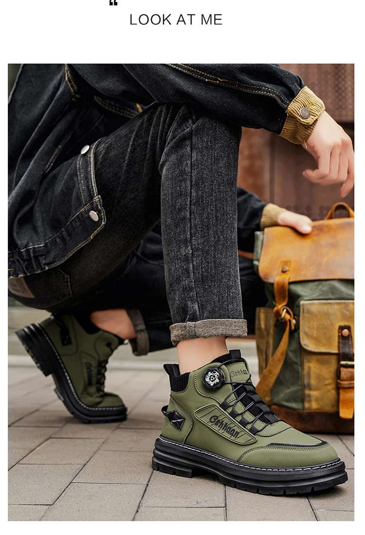 Herren-High-Top-Stiefel, Stofffutter für hohen Komfort, geeignet für Outdoor-Sportarten und den täglichen Gebrauch. – Detail 12