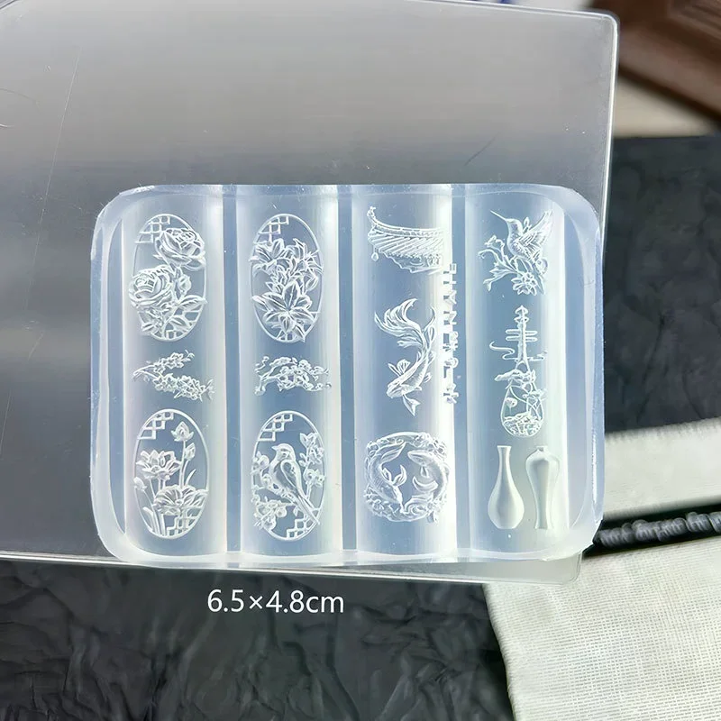 Bowknot Butterfly Flower 3D Silicone Nail Mold Chinese Style Relief Manicure Templates Design Tool DIY Nail Art Decoration