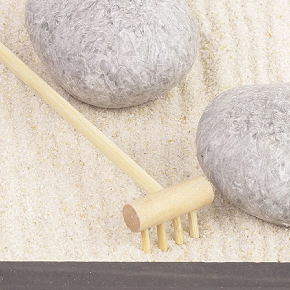 6 pièces de râteaux à sable en bambou, mini taille, robustes, portables, pour jardin, bac à sable, table, outils de jardinage, ensemble de décoration, mini râteau