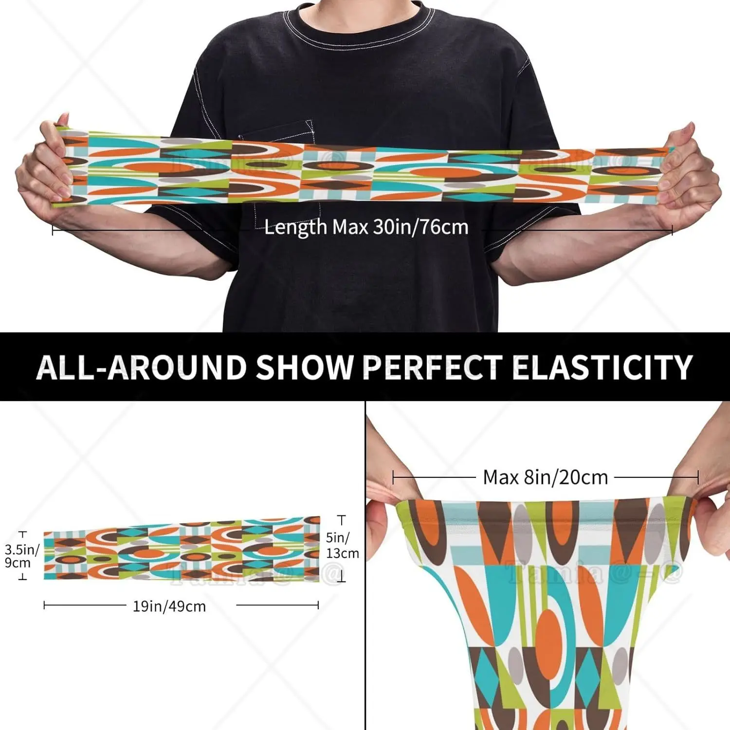 Vintage Mid Century Modern Atomic Patroon Armmouwen Uv-bescherming Zon Unisex Sport Ijs Zijden Mouwen