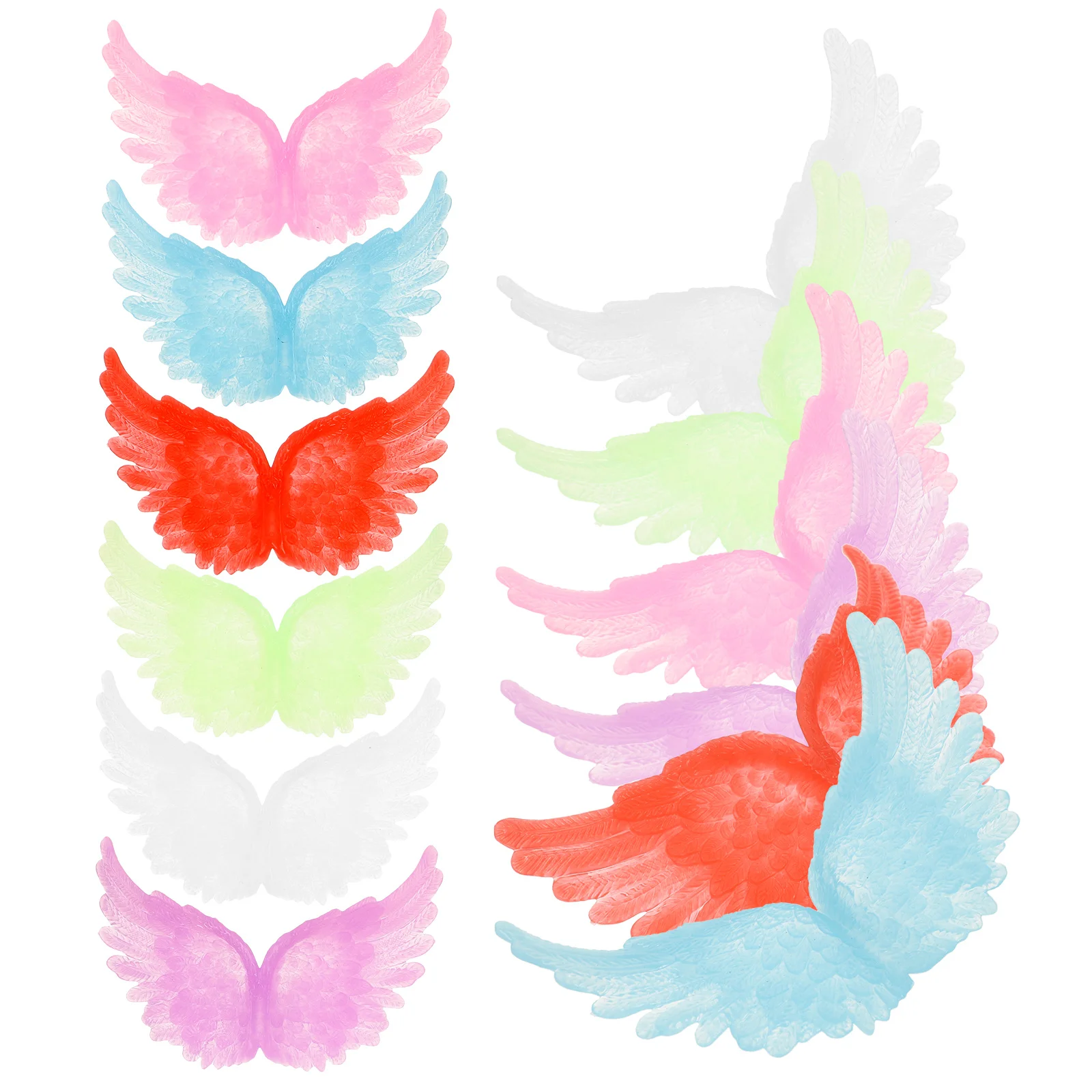 

12pcs Luminous Angel Wings Miniature Wing Ornaments For Clothes Bag Decor Diy Craft Garment Accessories Small Wings Decorative