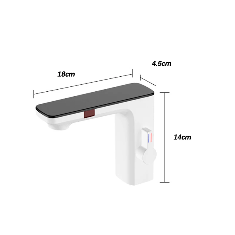 Imagem -06 - Torneira de Lavatório sem Toque com Smart Display Torneira Misturadora de Água Quente e Fria Potência da Bateria Sensor Infravermelho