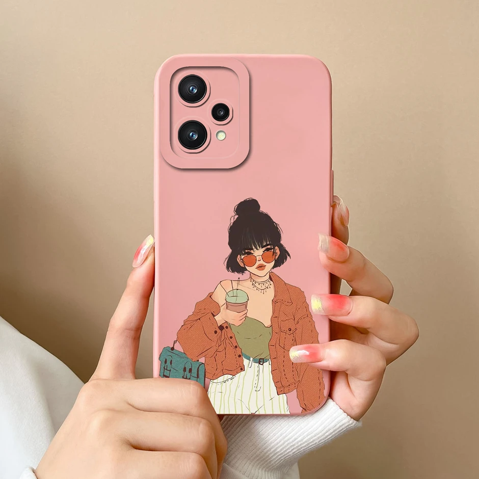 For OPPO Realme 9 Pro Plus 5G Case Cool Girl Cartoons Liquid Silicone Shell For Realme9 9Pro Plus 5G New Design Shockproof Funda