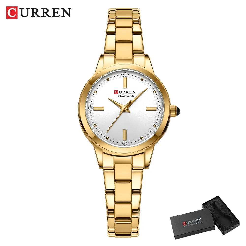 CURREN Damenuhren, modisch, Original-Quarz-Armbanduhr für Damen, römisches Zifferblatt, schillernder Diamant, wasserdicht, leuchtend, luxuriös, neu 9