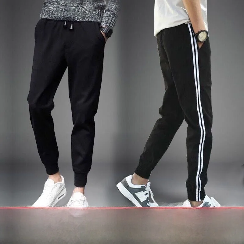 

Мужские летние повседневные брюки из ледяного шелка, тонкие дышащие свободные эластичные спортивные брюки, молодежные брюки Harajuku из девяти предметов