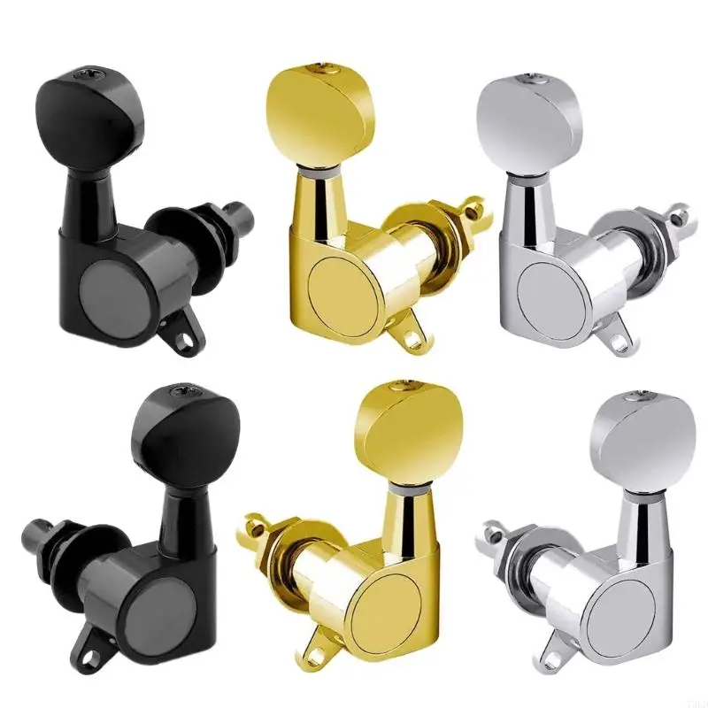 

T3LD 6Pcs Guitar Tuning Pegs (3L+3R Handed) 1:14 Ratio Guitar Tuners Electric or Acoustic Guitar Machine Heads Replacements