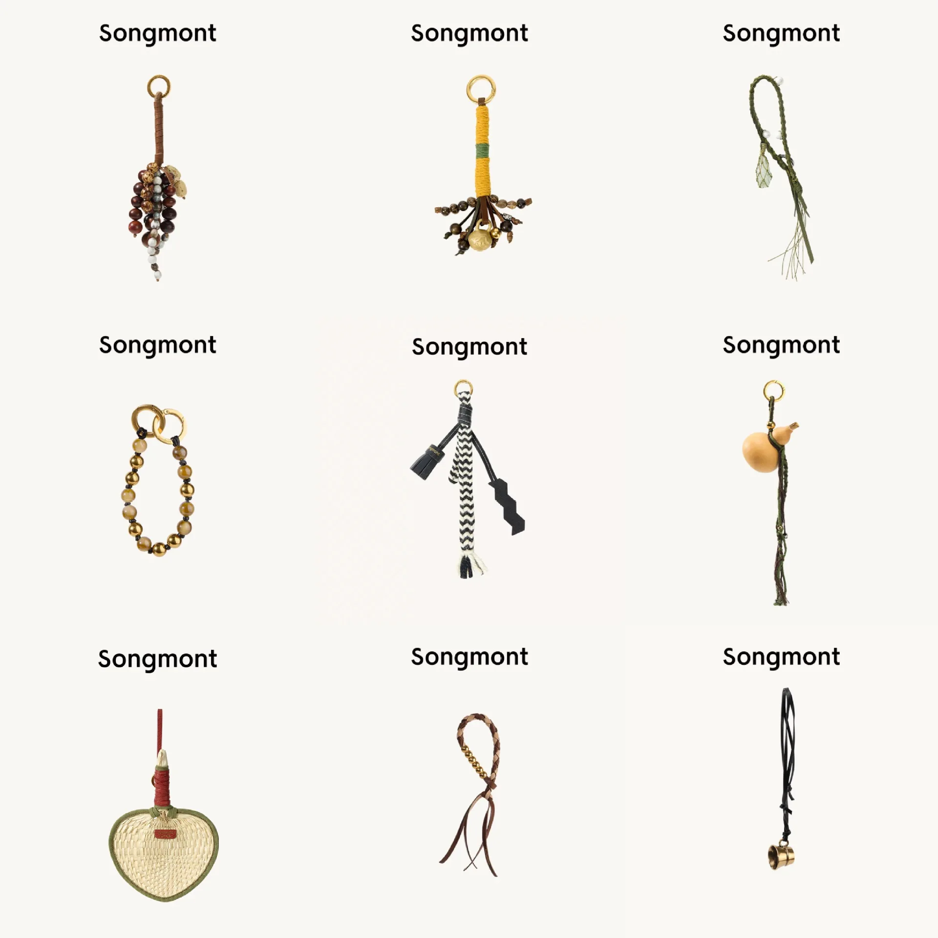 

Songmont bag pendant, Energy Gathering Gourd, Full Wish Planting, Healing Heart Stone, No Trouble Pearl, Courage Stone