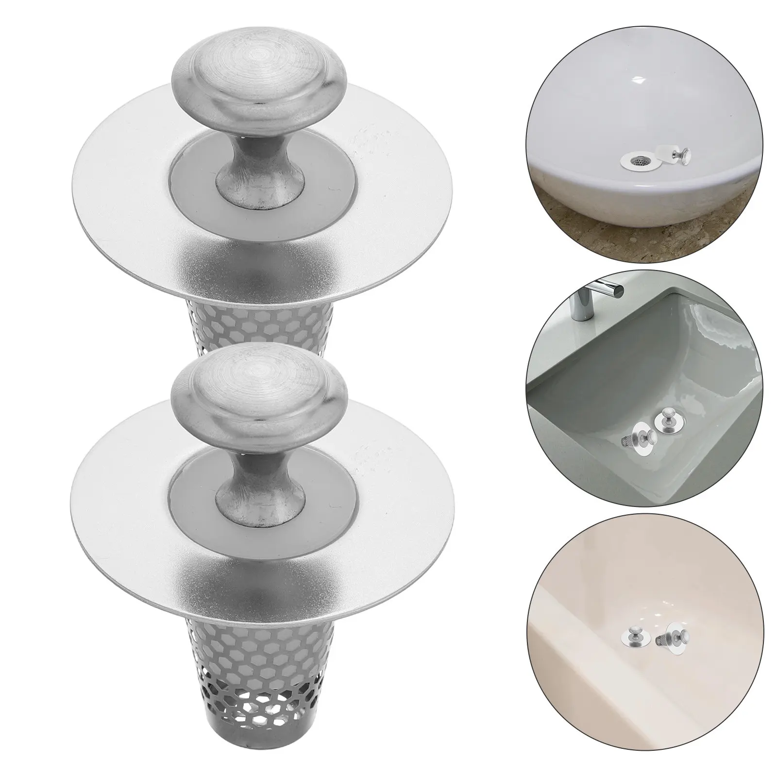 2Sets Drain Hair Catcher Mesh Replacement For Hair Catcher For Bathroom Sink Organized Kitchen Stainless Steel